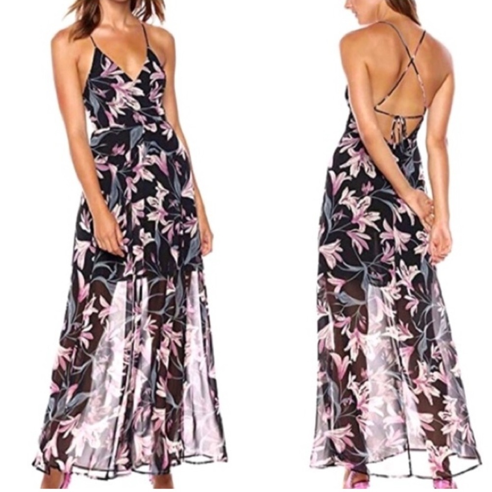 Astr Backless Floral Maxi Dress